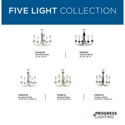Five-Light Textured Black White Candles Traditional Chandelier Light by Progress Lighting -Progress Lighting Shop black progress lighting chandeliers p4008 31 40 1000