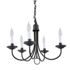 Five-Light Textured Black White Candles Traditional Chandelier Light by Progress Lighting -Progress Lighting Shop black progress lighting chandeliers p4008 31 4f 1000