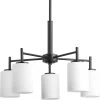Replay Collection 5-Light Textured Black Etched White Glass Glass Modern Chandelier Light by Progress Lighting -Progress Lighting Shop black progress lighting chandeliers p4319 31 64 1000