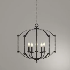 Greyson Collection 5-Light Matte Black Farmhouse Chandelier Light by Progress Lighting -Progress Lighting Shop black progress lighting chandeliers p4710 31 40 1000