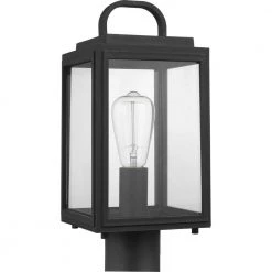 Grandbury Collection 1-Light Textured Black Clear Glass Farmhouse Outdoor Post Lantern Light by Progress Lighting -Progress Lighting Shop black progress lighting deck post lights p540064 031 1f 1000