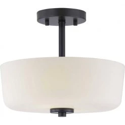 Tobin Collection 2-Light Black Semi- Flush Mount by Progress Lighting -Progress Lighting Shop black progress lighting flush mount lights p350137 031 1f 1000
