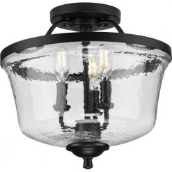 Bowman 14.25 in. Black 3-Light Semi-Flush Mount Convertible by Progress Lighting
