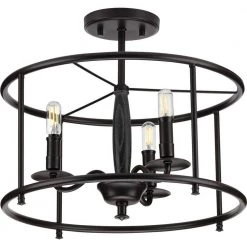 Durrell 16 in. Black Semi-Flush Convertible by Progress Lighting