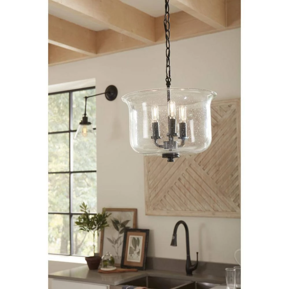 Winslett 13.75 in. Black 3-Light Semi-Flush Mount Convertible by Progress Lighting 8 Winslett 13.75 in. Black 3-Light Semi-Flush Mount Convertible by Progress Lighting - Image 6