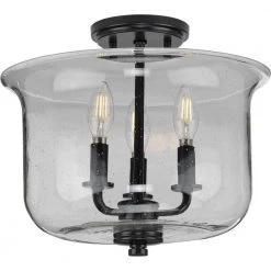 Winslett 13.75 in. Black 3-Light Semi-Flush Mount Convertible by Progress Lighting