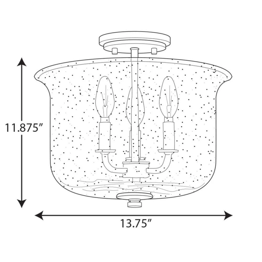 Winslett 13.75 in. Black 3-Light Semi-Flush Mount Convertible by Progress Lighting 11 Winslett 13.75 in. Black 3-Light Semi-Flush Mount Convertible by Progress Lighting - Image 9