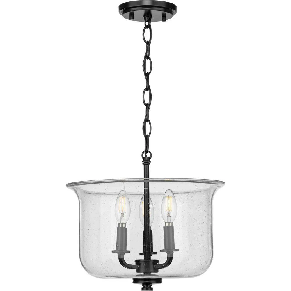 Winslett 13.75 in. Black 3-Light Semi-Flush Mount Convertible by Progress Lighting 10 Winslett 13.75 in. Black 3-Light Semi-Flush Mount Convertible by Progress Lighting - Image 8