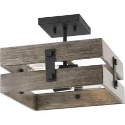 Hemsworth 13.5 in. Black 2-Light Semi-Flush Mount by Progress Lighting