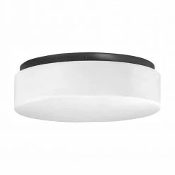 11 in. LED Drums 21-Watt Black Integrated LED Flush Mount for Garage and Pantry by Progress Lighting