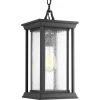 Endicott Collection 1-Light Textured Black Clear Seeded Glass Craftsman Outdoor Hanging Lantern Light by Progress Lighting -Progress Lighting Shop black progress lighting outdoor chandeliers p5500 31 64 1000