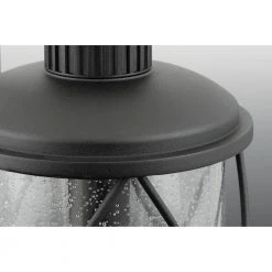 Hollingsworth Collection 1-Light Textured Black Clear Seeded Glass Farmhouse Outdoor Hanging Lantern Light by Progress Lighting -Progress Lighting Shop black progress lighting outdoor chandeliers p550029 031 66 1000