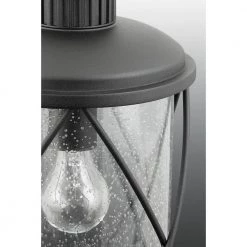 Hollingsworth Collection 1-Light Textured Black Clear Seeded Glass Farmhouse Outdoor Hanging Lantern Light by Progress Lighting -Progress Lighting Shop black progress lighting outdoor chandeliers p550029 031 77 1000