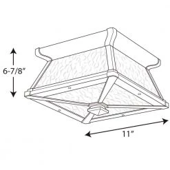 Mac Collection 2-Light Textured Black Water Patterned Glass Craftsman Outdoor Close-to-Ceiling Light by Progress Lighting -Progress Lighting Shop black progress lighting outdoor flush mount lights p6023 31 76 1000