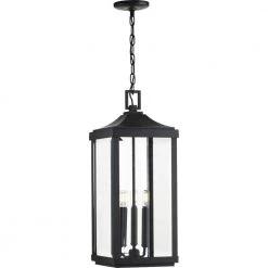 Gibbes Street Collection 3-Light Textured Black Clear Beveled Glass New Traditional Outdoor Hanging Porch Lantern Light by Progress Lighting -Progress Lighting Shop black progress lighting outdoor pendant lights p550004 031 c3 1000