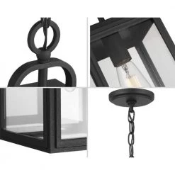 Grandbury Collection 1-Light Textured Black Clear Glass Farmhouse Outdoor Hanging Lantern Light by Progress Lighting 14 Grandbury Collection 1-Light Textured Black Clear Glass Farmhouse Outdoor Hanging Lantern Light by Progress Lighting -Progress Lighting Shop black progress lighting outdoor pendant lights p550064 031 1d 1000
