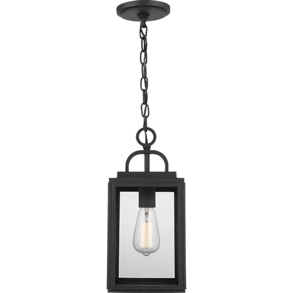 Grandbury Collection 1-Light Textured Black Clear Glass Farmhouse Outdoor Hanging Lantern Light by Progress Lighting 6 Grandbury Collection 1-Light Textured Black Clear Glass Farmhouse Outdoor Hanging Lantern Light by Progress Lighting - Image 4