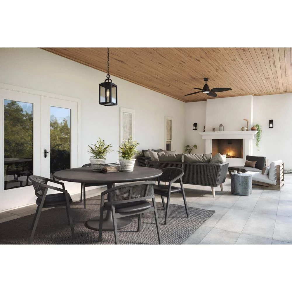 Grandbury Collection 1-Light Textured Black Clear Glass Farmhouse Outdoor Hanging Lantern Light by Progress Lighting 8 Grandbury Collection 1-Light Textured Black Clear Glass Farmhouse Outdoor Hanging Lantern Light by Progress Lighting - Image 6