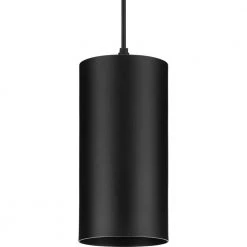 Cylinder Collection 6 in. 1-Light Black LED Modern Outdoor Pendant Hanging Light by Progress Lighting