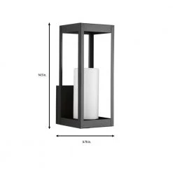 Patewood Collection 1-Light Matte Black Etched Opal Glass Farmhouse Outdoor Medium Wall Lantern Light by Progress Lighting -Progress Lighting Shop black progress lighting outdoor sconces p560040 031 1f 1000