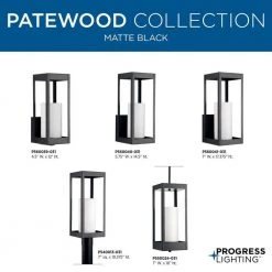 Patewood Collection 1-Light Matte Black Etched Opal Glass Farmhouse Outdoor Medium Wall Lantern Light by Progress Lighting -Progress Lighting Shop black progress lighting outdoor sconces p560040 031 fa 1000