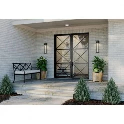 Z-1030 LED Collection 1-Light Textured Black Clear Glass Modern Outdoor Medium Wall Lantern Light by Progress Lighting -Progress Lighting Shop black progress lighting outdoor sconces p560056 031 30 1f 1000