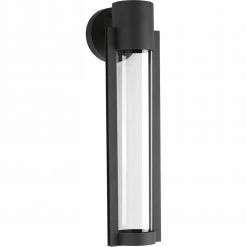 Z-1030 LED Collection 1-Light Textured Black Clear Glass Modern Outdoor Medium Wall Lantern Light by Progress Lighting