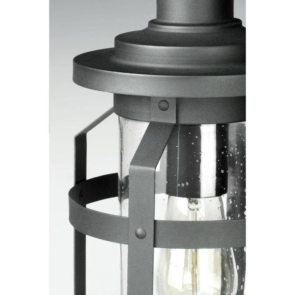 Haslett Collection 1-Light Textured Black Clear Seeded Glass Farmhouse Outdoor Small Wall Lantern Light by Progress Lighting 7 Haslett Collection 1-Light Textured Black Clear Seeded Glass Farmhouse Outdoor Small Wall Lantern Light by Progress Lighting - Image 5