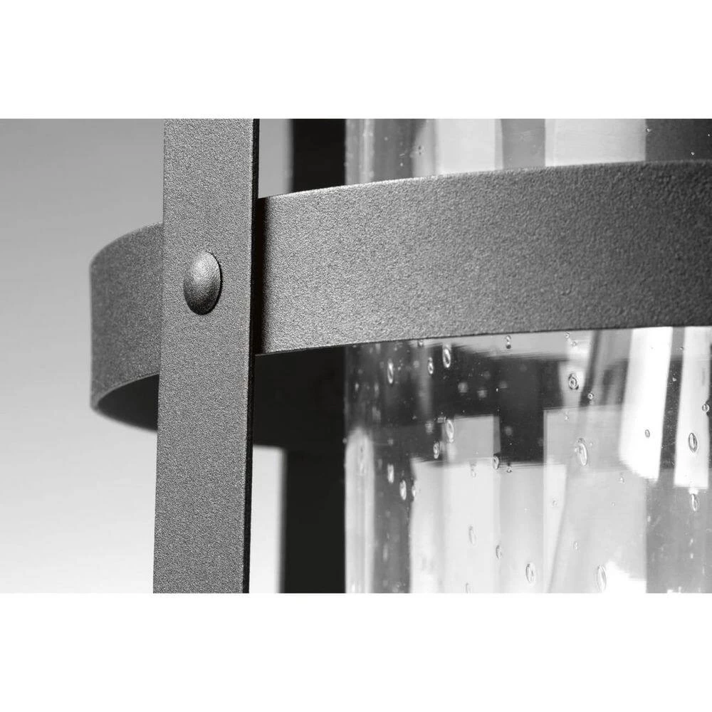 Haslett Collection 1-Light Textured Black Clear Seeded Glass Farmhouse Outdoor Small Wall Lantern Light by Progress Lighting 8 Haslett Collection 1-Light Textured Black Clear Seeded Glass Farmhouse Outdoor Small Wall Lantern Light by Progress Lighting - Image 6