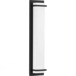 Z-1080 LED Collection 2-Light Textured Black White Acrylic Shade Modern Outdoor Large Wall Sconce Light by Progress Lighting