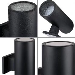 Coastal 14 in. Black LED Outdoor Wall Cylinder Light Square Aluminum Modern Cylinder by Progress Lighting -Progress Lighting Shop black progress lighting outdoor sconces p560291 031 30 4f 1000