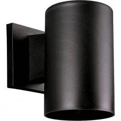 Cylinder Collection 5" Black Polymeric Modern Outdoor Wall Lantern Light by Progress Lighting