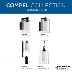 Compel Collection 1-Light Textured Black Clear Seeded Glass Modern Outdoor Medium Wall Lantern Light by Progress Lighting -Progress Lighting Shop black progress lighting outdoor sconces p6039 31 76 1000