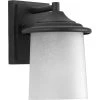 Essential Collection 1-Light Textured Black White Linen Glass Craftsman Outdoor Small Wall Lantern Light by Progress Lighting -Progress Lighting Shop black progress lighting outdoor sconces p6059 31 64 1000