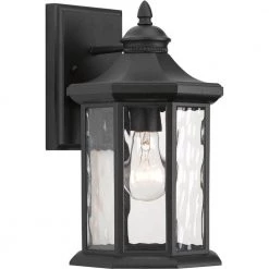Edition Collection 1-Light Textured Black Clear Water Glass Traditional Outdoor Medium Wall Lantern Light by Progress Lighting