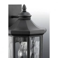 Edition Collection 1-Light Textured Black Clear Water Glass Traditional Outdoor Medium Wall Lantern Light by Progress Lighting -Progress Lighting Shop black progress lighting outdoor sconces p6071 31 a0 1000