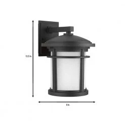 Wish Collection 1-Light Textured Black Etched White Linen Glass Craftsman Outdoor Medium Wall Lantern Light by Progress Lighting -Progress Lighting Shop black progress lighting outdoor sconces p6085 31 1f 1000