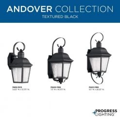 Andover Collection 1-Light Textured Black Clear Water Seeded Glass Modern Farmhouse Outdoor Medium Wall Lantern Light by Progress Lighting 10 Andover Collection 1-Light Textured Black Clear Water Seeded Glass Modern Farmhouse Outdoor Medium Wall Lantern Light by Progress Lighting -Progress Lighting Shop black progress lighting outdoor sconces p6620 31md fa 1000