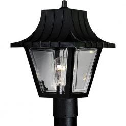 Mansard Collection 1-Light Textured Black Clear Beveled Acrylic Shade Traditional Outdoor Post Lantern Light by Progress Lighting