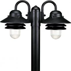 Newport Collection 2-Light Textured Black Prismatic Polycarbonate Shade Transitional Outdoor Post Lantern Light by Progress Lighting