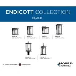 Endicott Collection 1-Light Textured Black Clear Seeded Glass Craftsman Outdoor Post Lantern Light by Progress Lighting -Progress Lighting Shop black progress lighting post light sets p5400 31 1d 1000