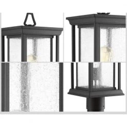 Endicott Collection 1-Light Textured Black Clear Seeded Glass Craftsman Outdoor Post Lantern Light by Progress Lighting -Progress Lighting Shop black progress lighting post light sets p5400 31 44 1000