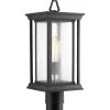 Endicott Collection 1-Light Textured Black Clear Seeded Glass Craftsman Outdoor Post Lantern Light by Progress Lighting -Progress Lighting Shop black progress lighting post light sets p5400 31 64 1000