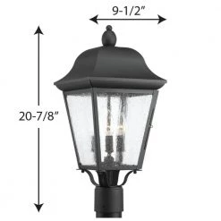 Kiawah Collection 3-Light Textured Black Clear Seeded Glass Farmhouse Outdoor Post Lantern Light by Progress Lighting -Progress Lighting Shop black progress lighting post light sets p540001 031 76 1000
