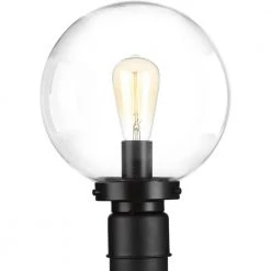 Globe Lanterns Collection 1-Light Matte Black Clear Glass Farmhouse Outdoor Post Lantern Light by Progress Lighting