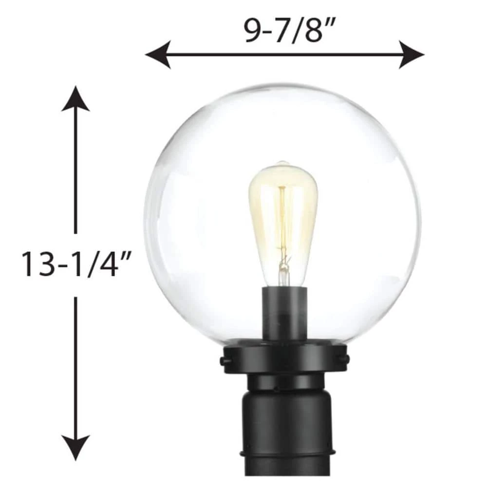 Globe Lanterns Collection 1-Light Matte Black Clear Glass Farmhouse Outdoor Post Lantern Light by Progress Lighting 4 Globe Lanterns Collection 1-Light Matte Black Clear Glass Farmhouse Outdoor Post Lantern Light by Progress Lighting - Image 2