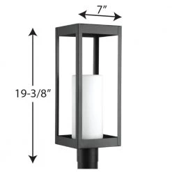 Patewood Collection 1-Light Matte Black Etched Opal Glass Farmhouse Outdoor Post Lantern Light by Progress Lighting -Progress Lighting Shop black progress lighting post light sets p540013 031 76 1000