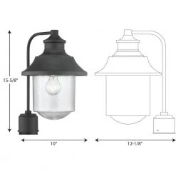 Weldon Collection 1-Light Textured Black Clear Seeded Glass Farmhouse Outdoor Post Lantern Light by Progress Lighting -Progress Lighting Shop black progress lighting post light sets p540019 031 44 1000