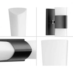 Zura Collection 2-Light Matte Black Etched Opal Glass Modern Bath Vanity Light by Progress Lighting -Progress Lighting Shop black progress lighting vanity lighting p300062 031 1f 1000