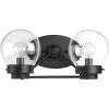 Spatial Collection 2-Light Matte Black Clear Glass Global Bath Vanity Light by Progress Lighting -Progress Lighting Shop black progress lighting vanity lighting p300113 031 64 1000